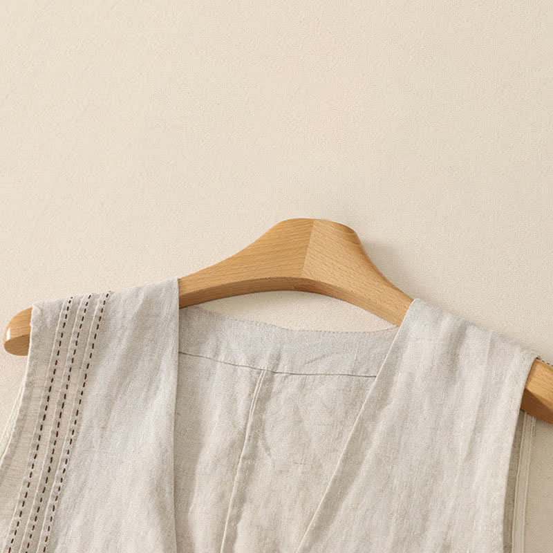 Buddha Stones Summer Casual Minimalist Button-Up Solid Women's Sleeveless Shirts Tank Top - image 1
