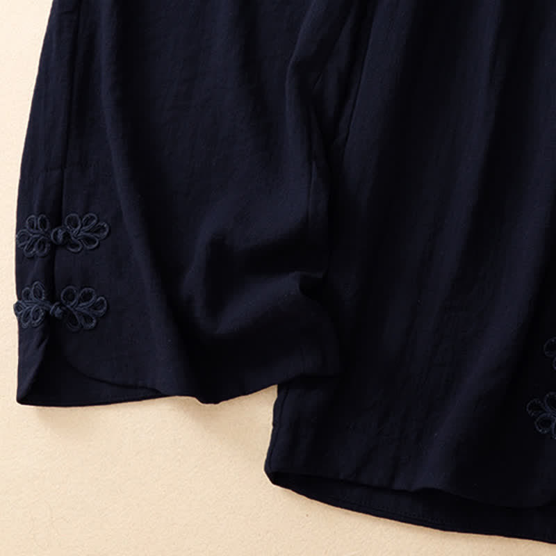 Buddha Stones Summer Casual Embroidery Solid Cropped Pants Women's Harem Pants With Pocket - image 14
