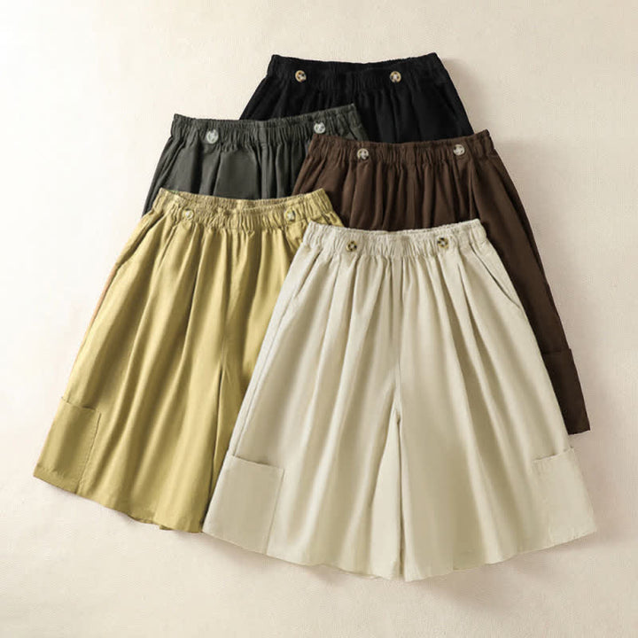 Buddha Stones Summer Casual Minimalist Solid Women's Shorts With Pocket - image 18