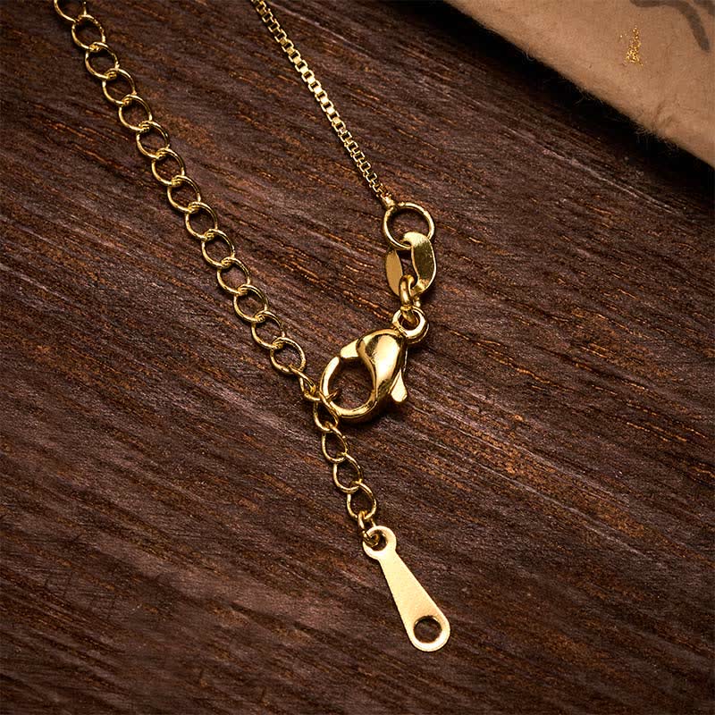 Buddha Stones Copper Rotatable Heart & Four-leaf Clover Inlaid Pink Brocade Harmonic Connection Necklace - image 7