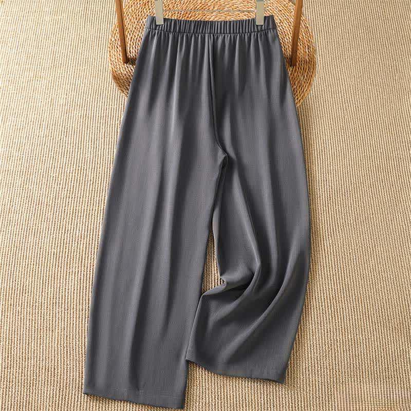 Buddha Stones Summer Casual Minimalist Solid Cropped Pants Women's Harem Pants With Pocket - image 1