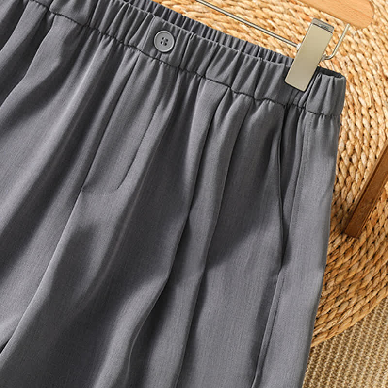 Buddha Stones Summer Casual Minimalist Solid Cropped Pants Women's Harem Pants With Pocket - image 4