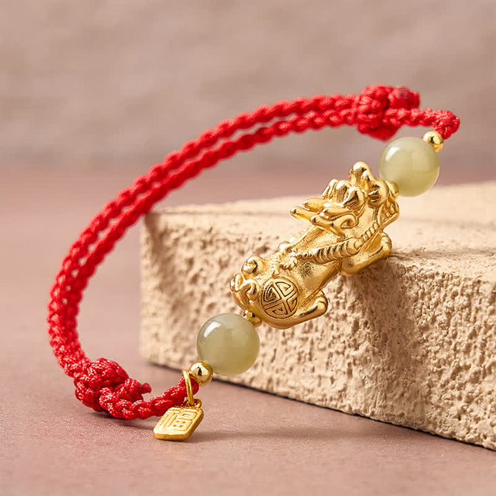 Buddha Stones Copper Pi Xiu Fu Character Luck Red String Bracelet - image 5
