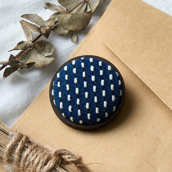 Buddha Stones Handmade Fabric Flower Grounding Round Brooch - image 21