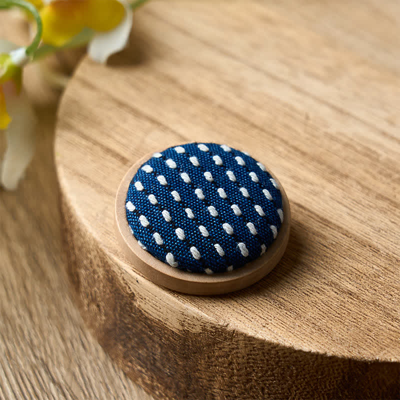Buddha Stones Handmade Fabric Flower Grounding Round Brooch - image 15