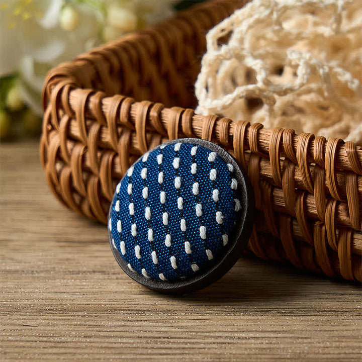 Buddha Stones Handmade Fabric Flower Grounding Round Brooch - Mizi - Dark - image 18