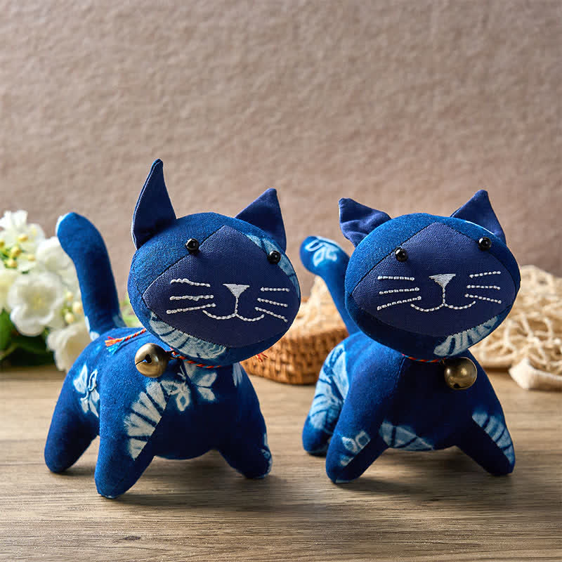 Buddha Stones Handmade Tie Dye Cotton Cat Decor with Bell - image 3