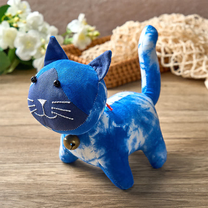 Buddha Stones Handmade Tie Dye Cotton Cat Decor with Bell - image 7