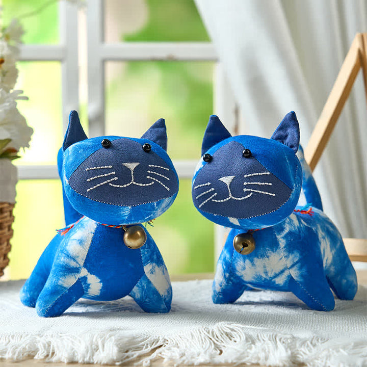 Buddha Stones Handmade Tie Dye Cotton Cat Decor with Bell - image 10