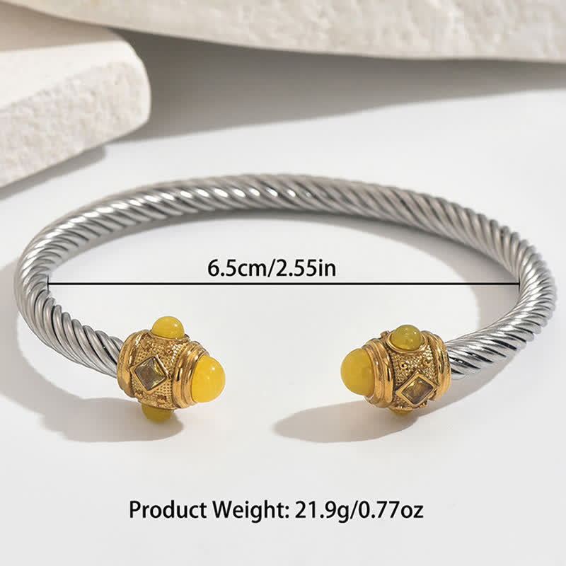 Buddha Stones Stainless Steel Spiral Energy Two Tone Cuff Bracelet - image 9