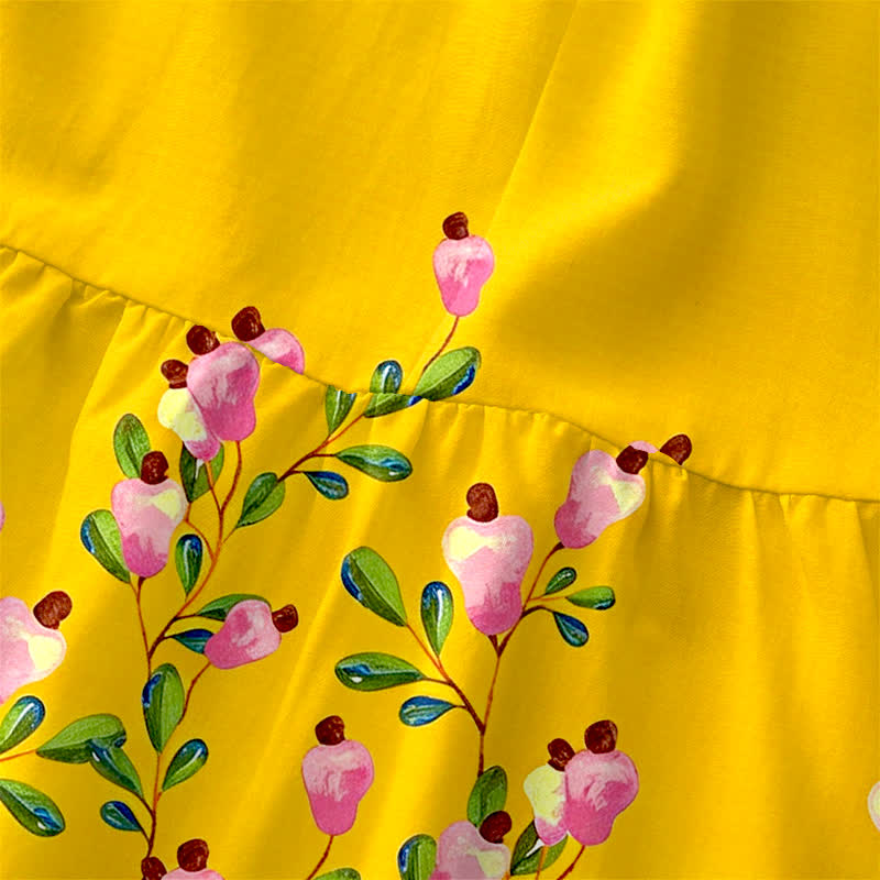 Buddha Stones Summer Casual Floral Border Pattern Women's Summer Sleeveless Midi Dress With Pockets - image 1