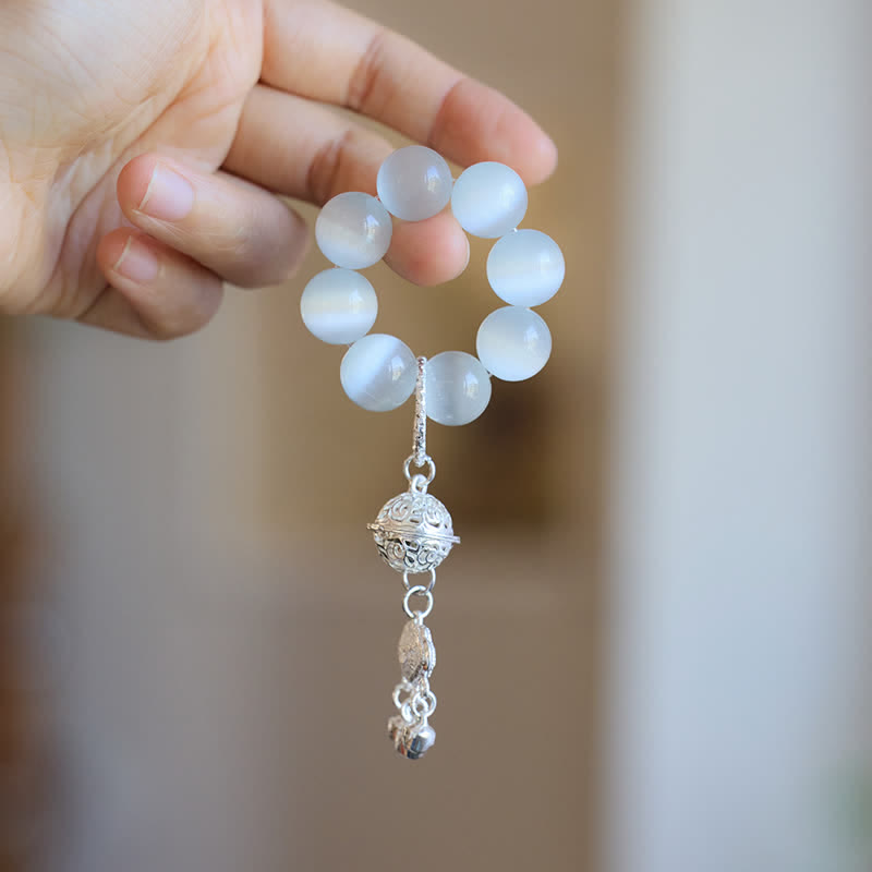 Buddha Stones White Cat's Eye Bell Ruyi Luck Tactile Meditation Beads Decorations - image 4