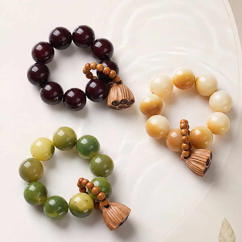 Buddha Stones White Bodhi Seed Lotus Pod Grounding Hand-Polished Tactile Meditation Beads Decorations - image 0