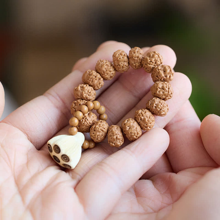 Buddha Stones Vajra Seed Hand-Polished Lotus Pod Pendant Tactile Meditation Beads Decorations - Lotus(Enlightenment ♥ New Beginnings) - image 0