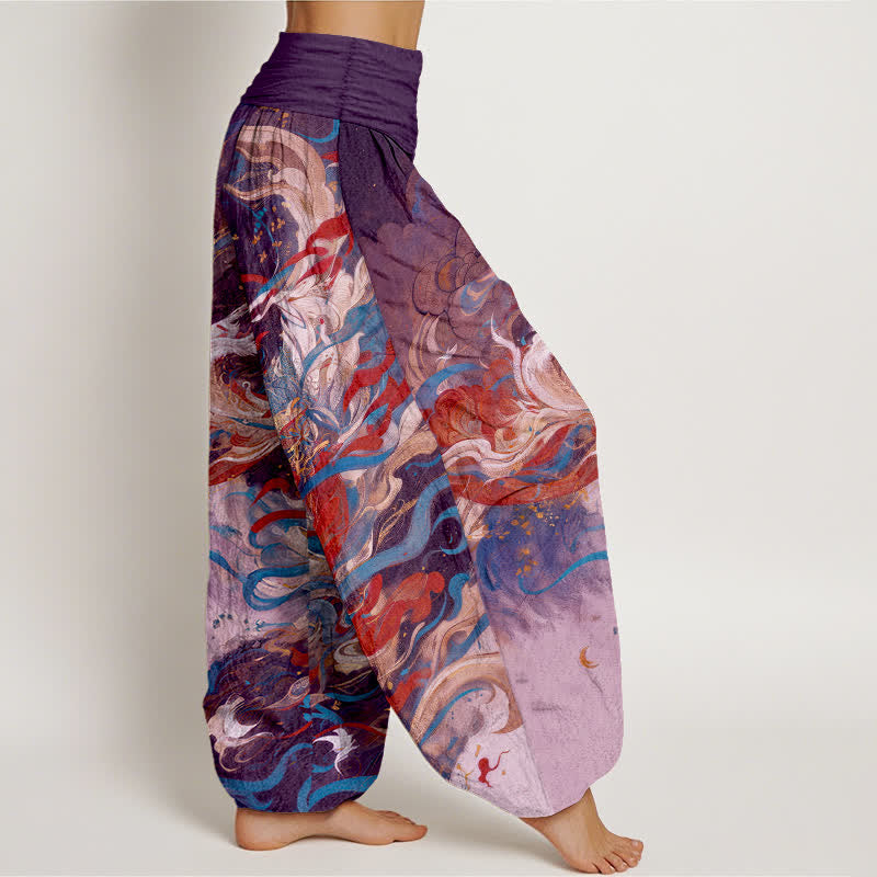 Buddha Stones Cotton Dunhuang Oriental Figure Cloud Pattern Women's Elastic Waist Harem Pants - image 10