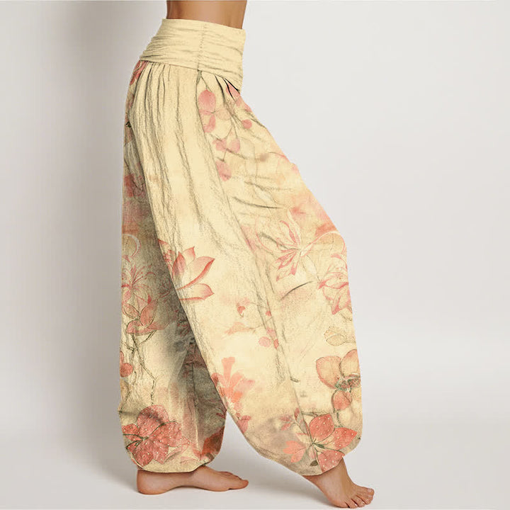 Buddha Stones Cotton Lotus Bloom Dragonfly Pattern Women's Elastic Waist Harem Pants - image 10