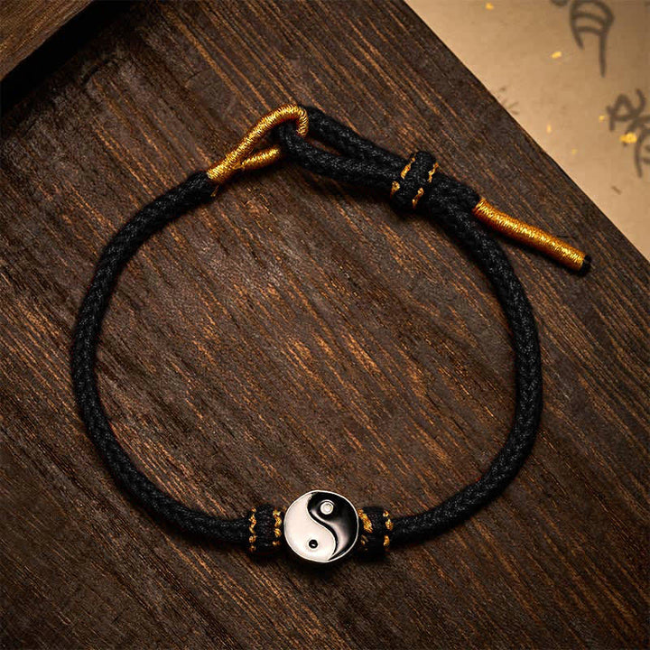 Buddha Stones Hand-Woven Yin Yang Red String Lucky Adjustable Braided Cord Bracelet - Black - image 9