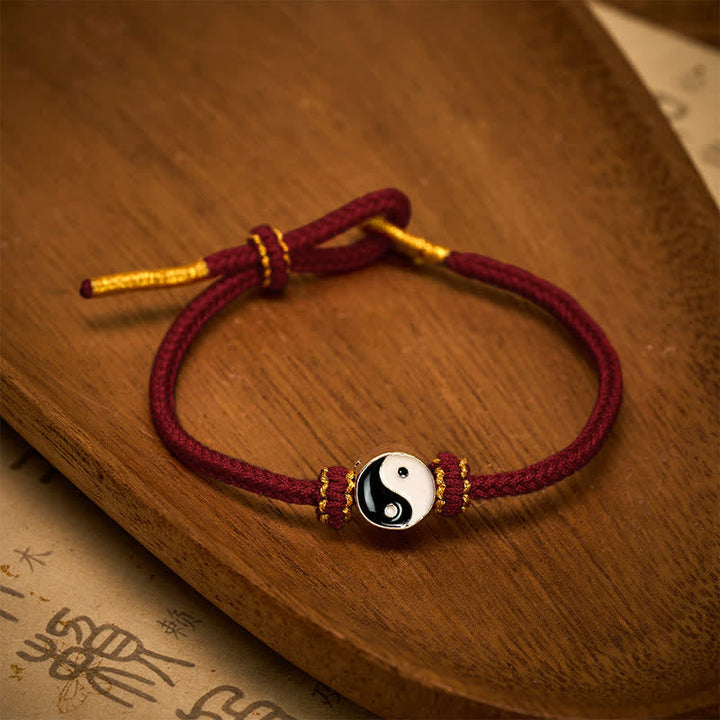 Buddha Stones Hand-Woven Yin Yang Red String Lucky Adjustable Braided Cord Bracelet - image 2