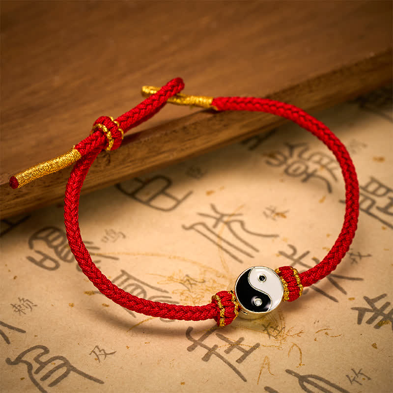 Buddha Stones Hand-Woven Yin Yang Red String Lucky Adjustable Braided Cord Bracelet - image 8