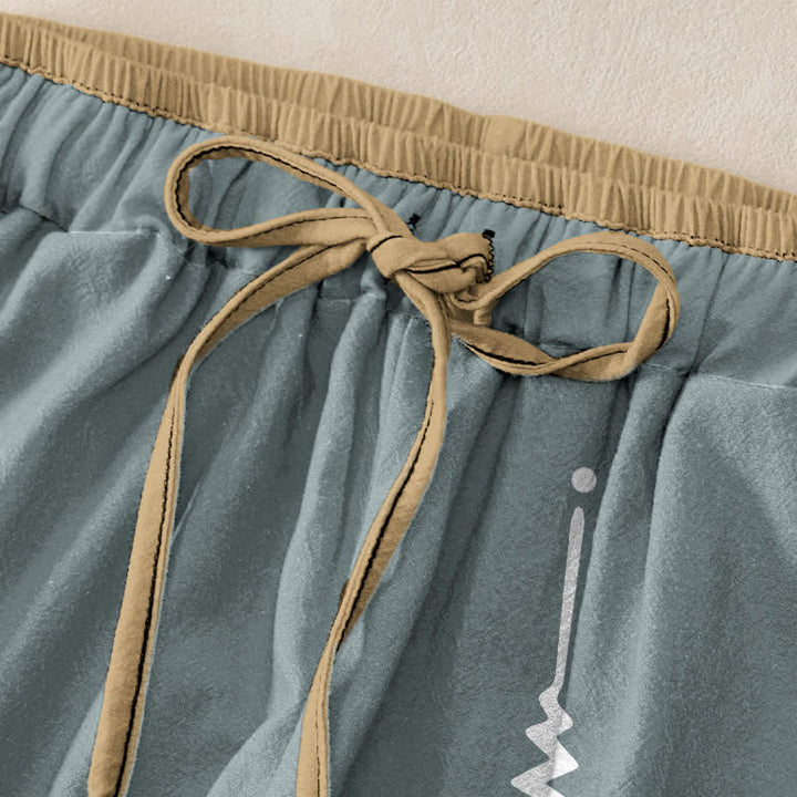 Buddha Stones Pure Cotton Om Symbol Pattern Women's Elastic Waist Pants With Pockets - image 5