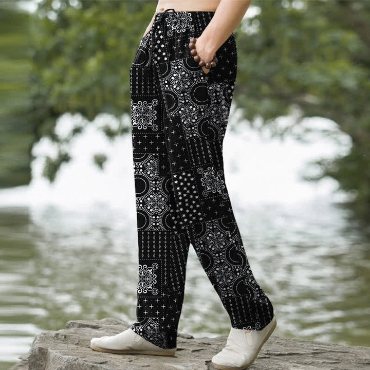 Buddha Stones Cotton Bohemian Bandana Pattern Men's Tapered Pants With Pockets - image 7