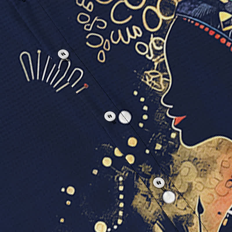 Buddha Stones Tribal Woman Silhouette Pattern Buttons Breathable Men's Short Sleeve Shirt - image 13