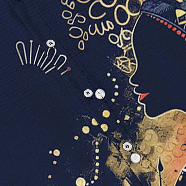 Buddha Stones Tribal Woman Silhouette Pattern Buttons Breathable Men's Short Sleeve Shirt - image 13