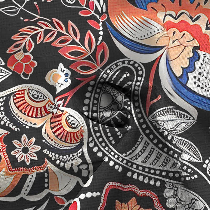 Buddha Stones Vintage Floral Paisley Pattern Buttons Breathable Men's Short Sleeve Shirt - image 2