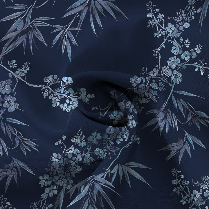 Buddha Stones Bamboo Plum Blossom Pattern Buttons Breathable Men's Short Sleeve Shirt - image 14