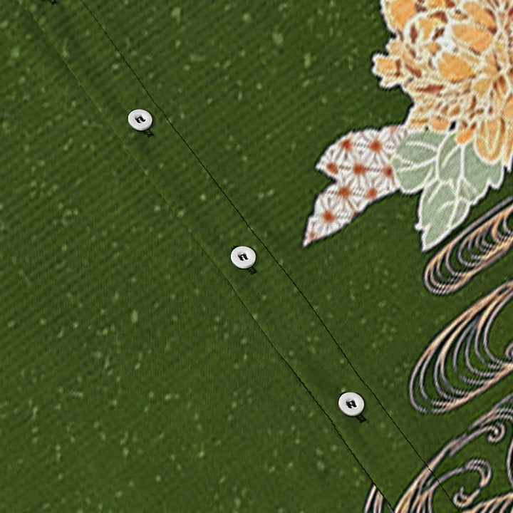 Buddha Stones Lotus Wave Cloud Pattern Buttons Breathable Men's Short Sleeve Shirt - image 8