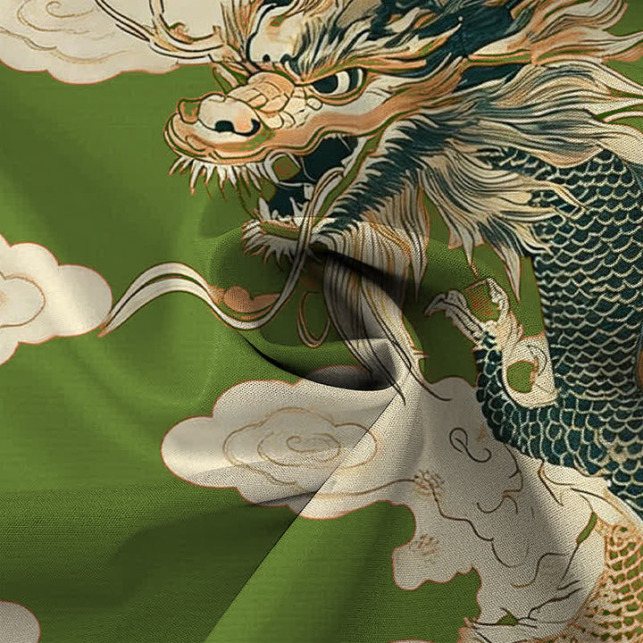Buddha Stones Chinese Dragon Cloud Pattern Buttons Wrinkle-resistant Men's Short Sleeve Shirt - image 5