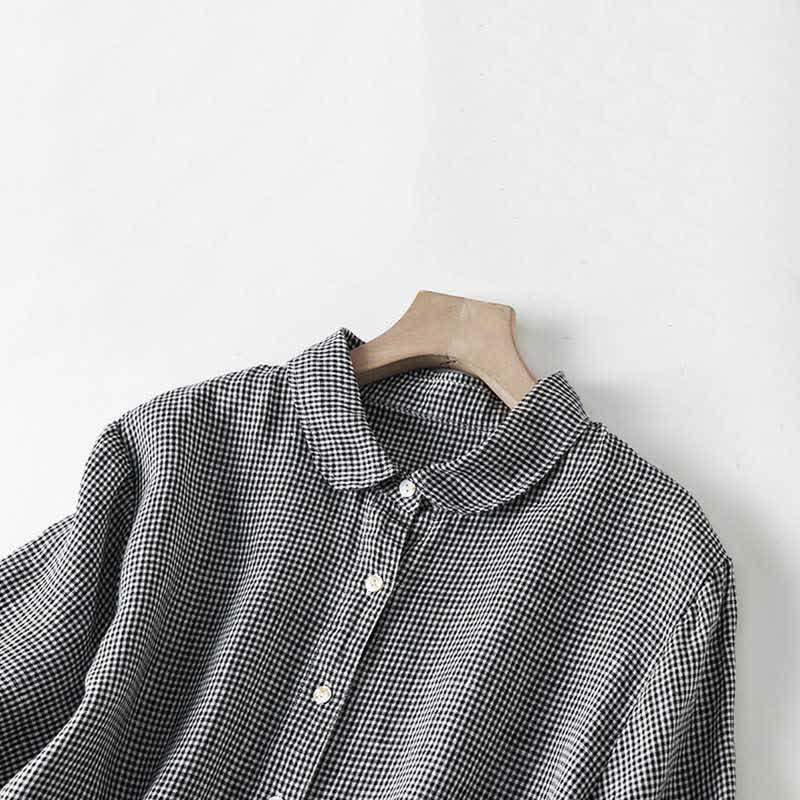 Buddha Stones Summer Casual Vintage Button-Up Plaid Women's Short Sleeve Dresses - image 6