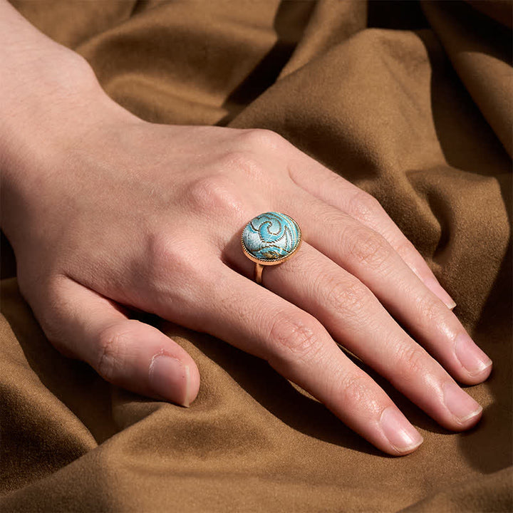 Buddha Stones Song Brocade Embroidered Round Elegance Ring - image 11
