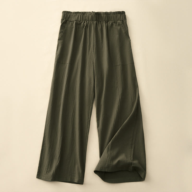 Buddha Stones Spring Summer Casual Minimalist Solid Drawstring Long Pants Women's Straight Leg Pants With Pockets - OliveDrab - US12，UK/AU16，EU44 (2XL) - image 13