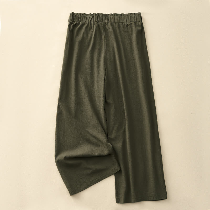 Buddha Stones Spring Summer Casual Minimalist Solid Drawstring Long Pants Women's Straight Leg Pants With Pockets - image 14