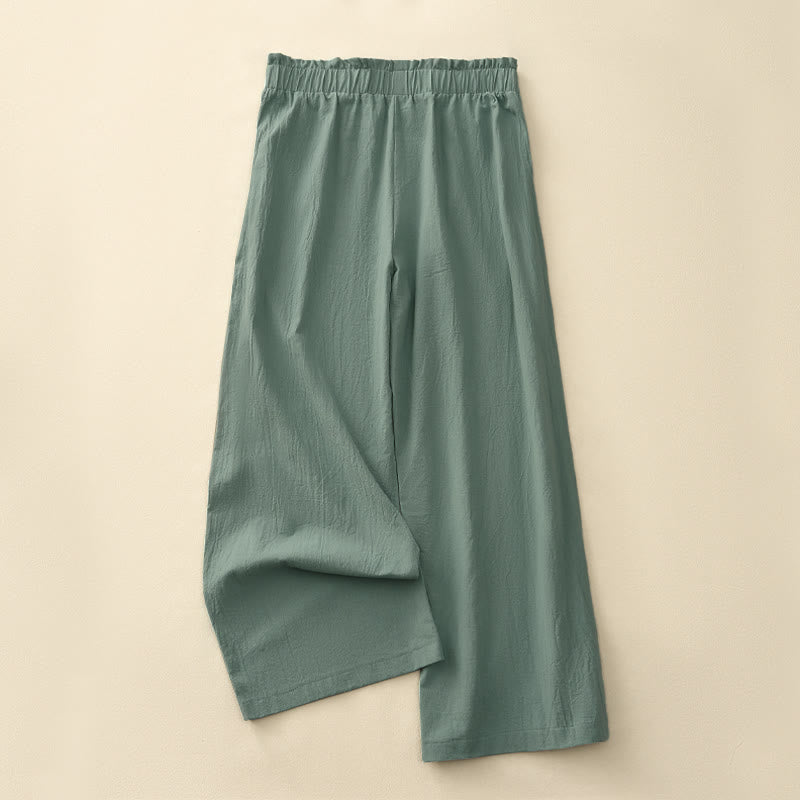 Buddha Stones Spring Summer Casual Minimalist Solid Drawstring Long Pants Women's Straight Leg Pants With Pockets - image 9