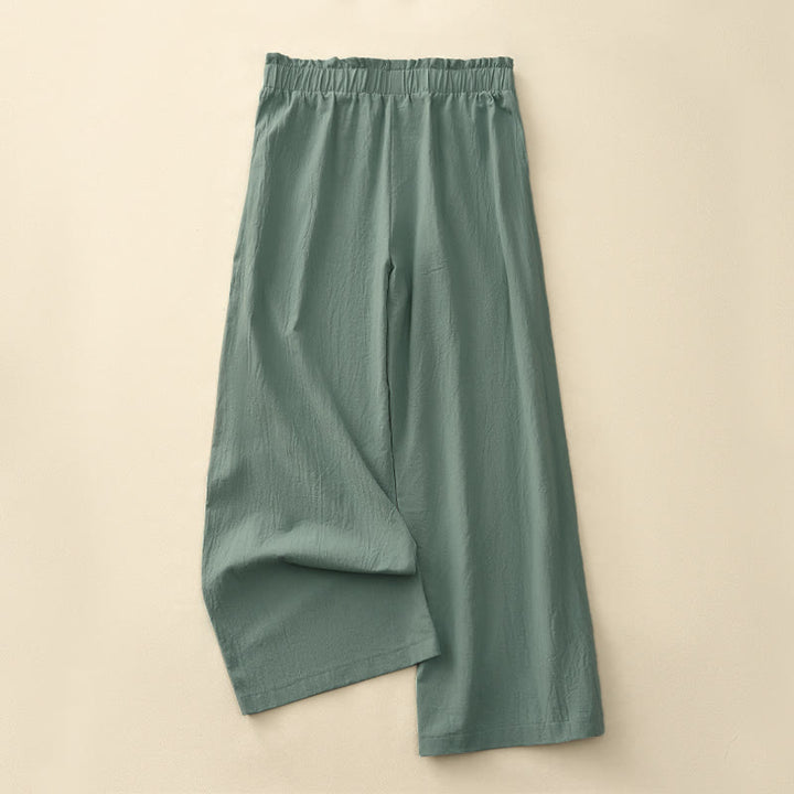 Buddha Stones Spring Summer Casual Minimalist Solid Drawstring Long Pants Women's Straight Leg Pants With Pockets - image 9