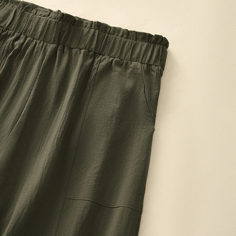 Buddha Stones Spring Summer Casual Minimalist Solid Drawstring Long Pants Women's Straight Leg Pants With Pockets - image 16