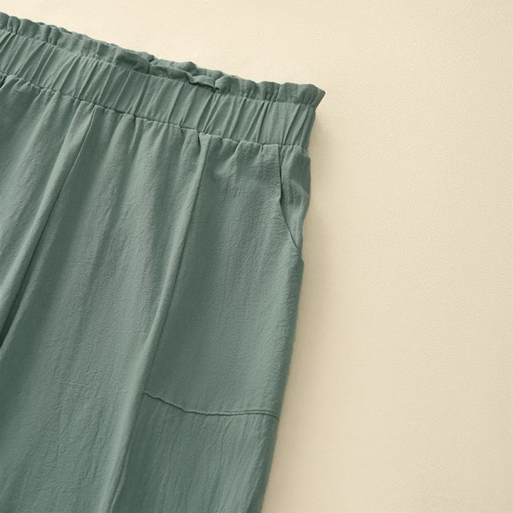 Buddha Stones Spring Summer Casual Minimalist Solid Drawstring Long Pants Women's Straight Leg Pants With Pockets - image 12
