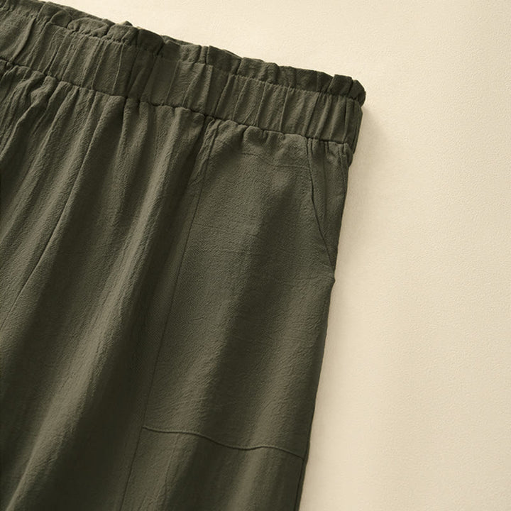 Buddha Stones Spring Summer Casual Minimalist Solid Drawstring Long Pants Women's Straight Leg Pants With Pockets - image 19