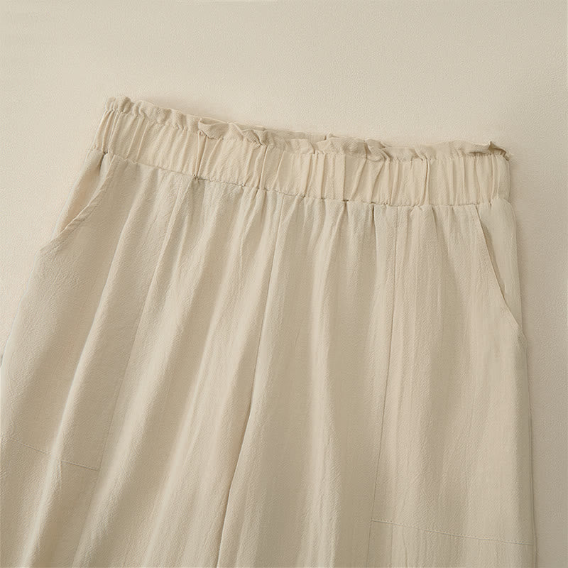 Buddha Stones Spring Summer Casual Minimalist Solid Drawstring Long Pants Women's Straight Leg Pants With Pockets - image 2