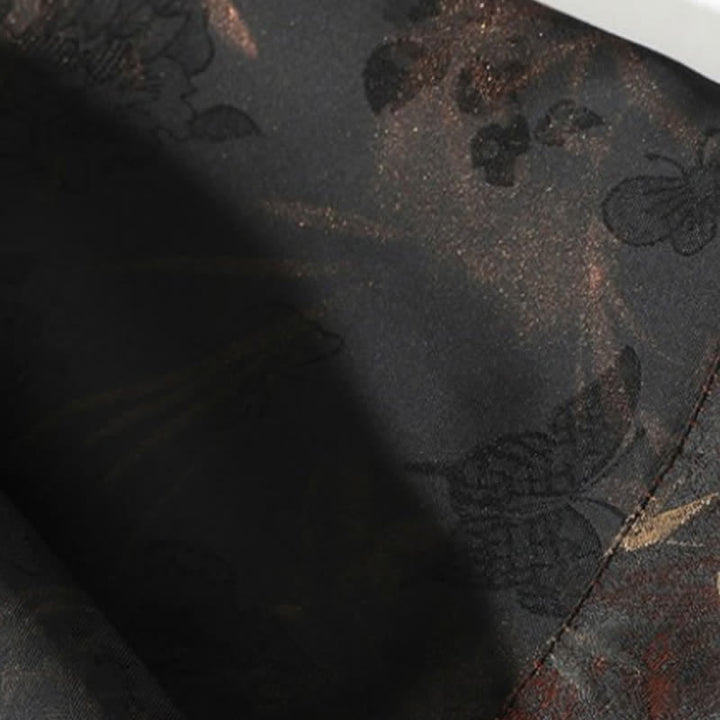 Buddha Stones Spring Summer Tang Style Casual Mandarin Collar Bamboo Butterfly Men's Short Sleeve Shirts - image 8