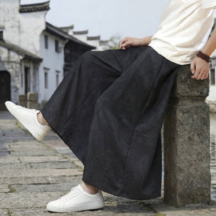Buddha Stones Summer Casual Tang Style Drawstring Dragon Ankle Pants Men's Wide Leg Pants - image 16