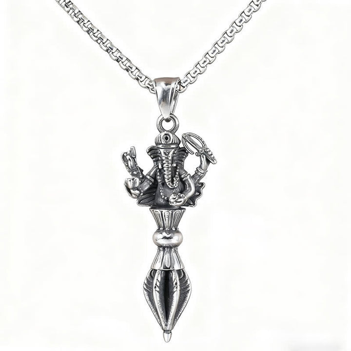 Buddha Stones Stainless Steel Ganesh Vajra Spiritual Power Pendant Necklace - image 3