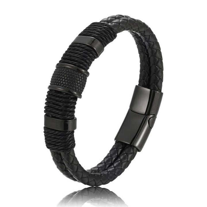 Buddha Stones Leather Hand-Woven Strength Double Layer Braided Bracelet - image 5