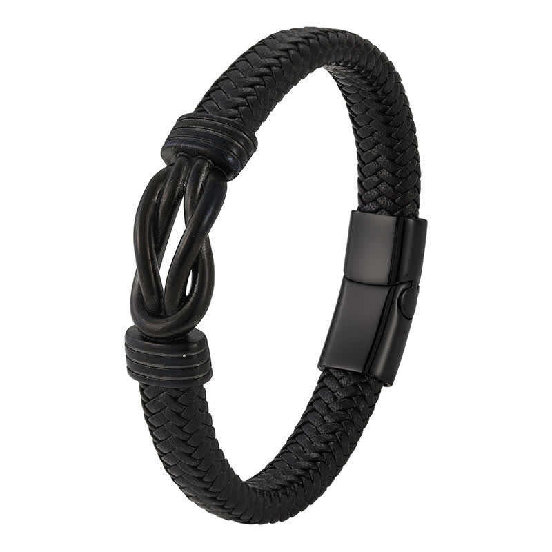 Buddha Stones Leather Braided Infinite Knot Durability Geometric Balance Bracelet - image 9