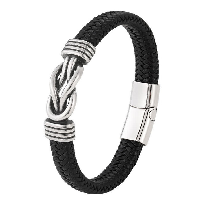 Buddha Stones Leather Braided Infinite Knot Durability Geometric Balance Bracelet - image 1