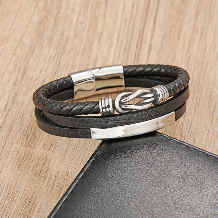 Buddha Stones Leather Braided Protection Geometric Magnetic Clasp Bracelet - image 1