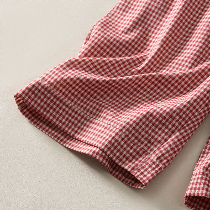 Buddha Stones Summer Vintage Drawstring Plaid Cotton Women's Shorts - image 5