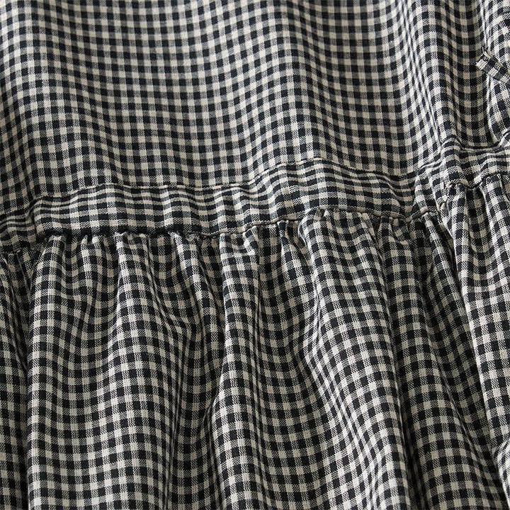 Buddha Stones Summer Vintage Drawstring Plaid Cotton Women's Summer Sleeveless Dress With Pockets - image 4